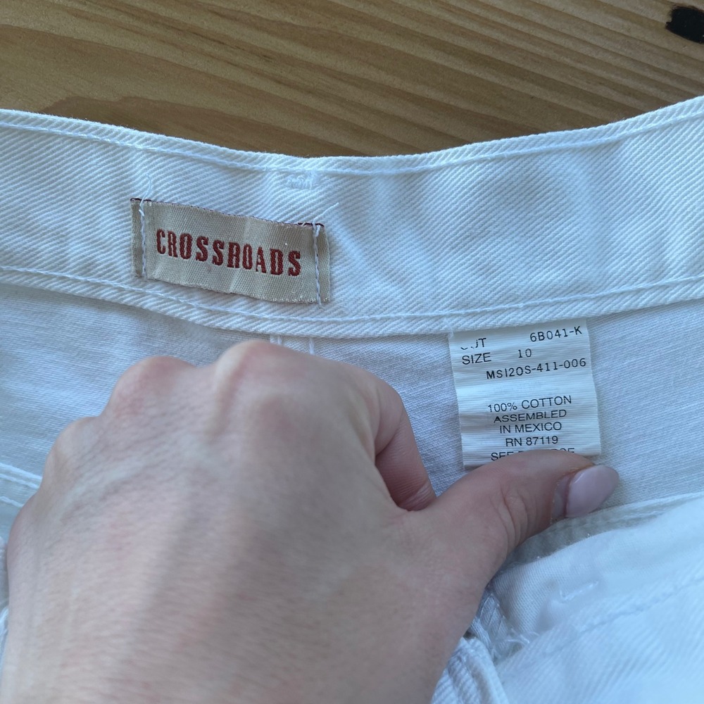 Vintage Crossroads White Tapered Waist Bermuda Shorts Size 26 - Picture 4 of 9